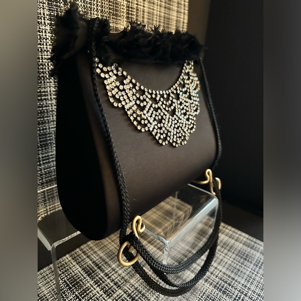 Rare Vintage Y2K Moo Roo 2002 Signed Satin Bag with Rhinestones. 🖤